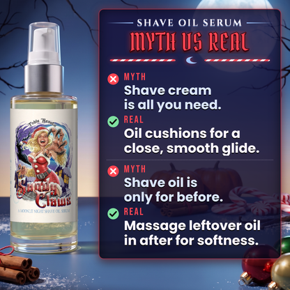 Sandy Claws - Shave Oil Serum - Warm Pumpkin Spice, Creamy Peppermint, Cozy Warm Vanilla