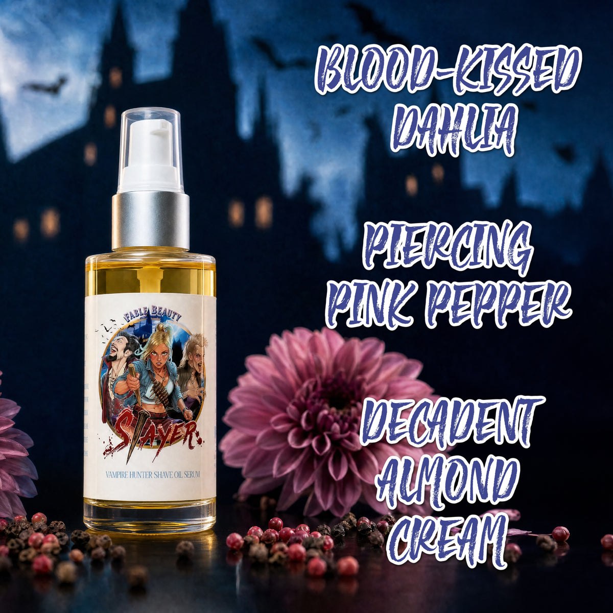 Slayer - Shave Oil Serum - Blood-Kissed Dahlia, Piercing Pink Pepper, Decadent Almond Cream