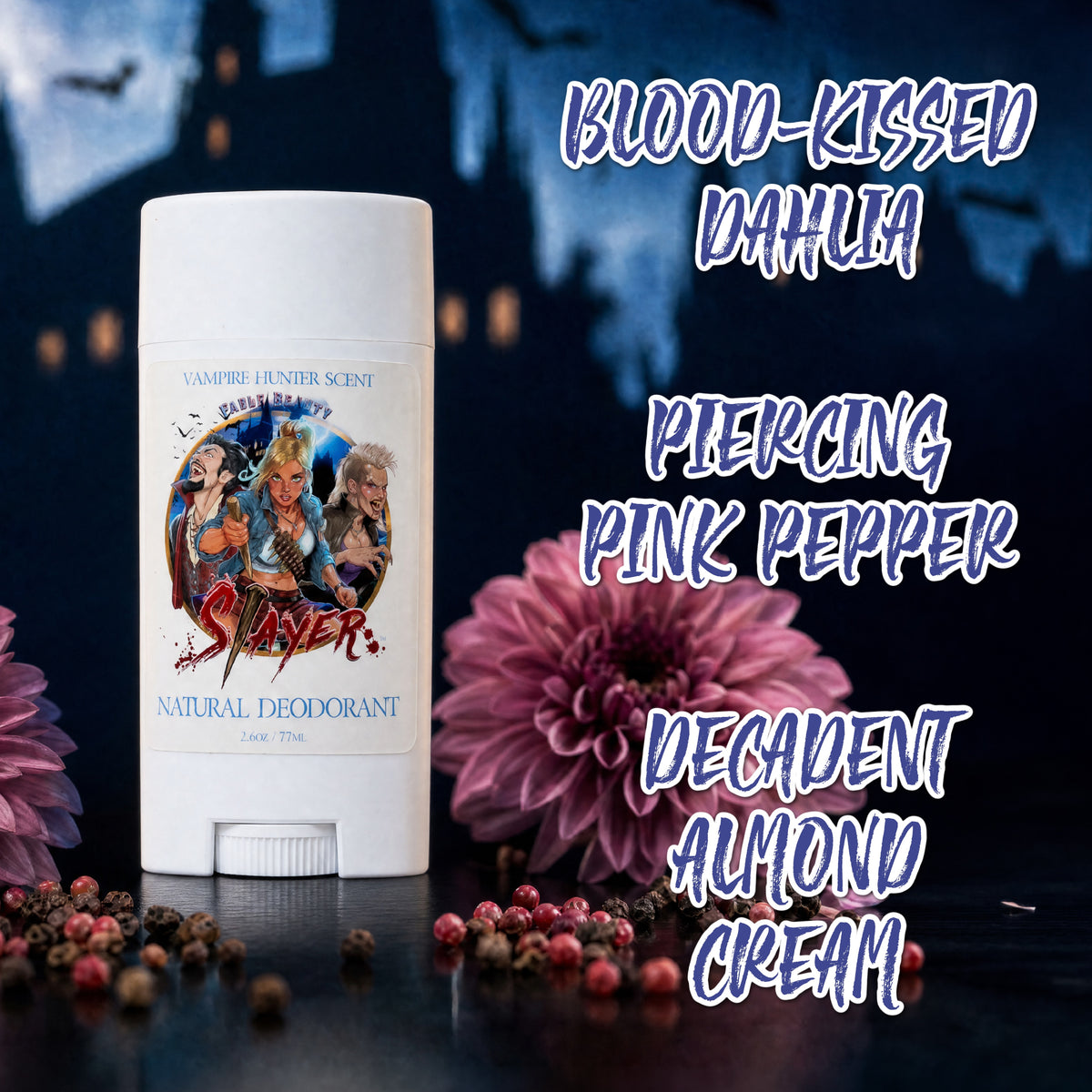 Slayer - Natural Deodorant - Blood-Kissed Dahlia, Piercing Pink Pepper, Decadent Almond Cream