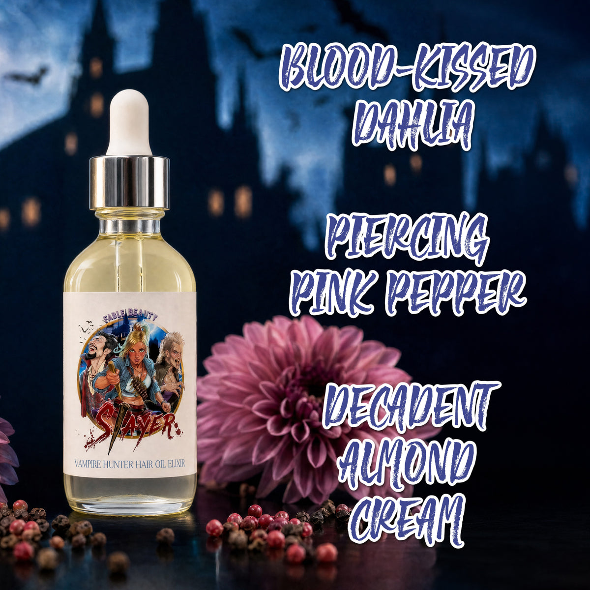 Slayer - Hair Oil Elixir - Blood-Kissed Dahlia, Piercing Pink Pepper, Decadent Almond Cream