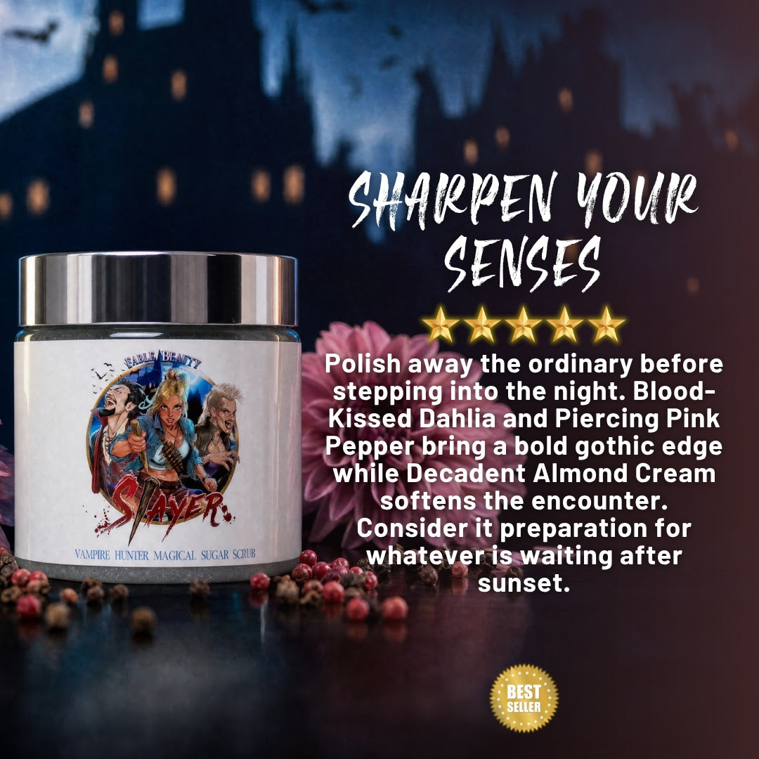 Slayer - Magical Sugar Scrub - Blood-Kissed Dahlia, Piercing Pink Pepper, Decadent Almond Cream