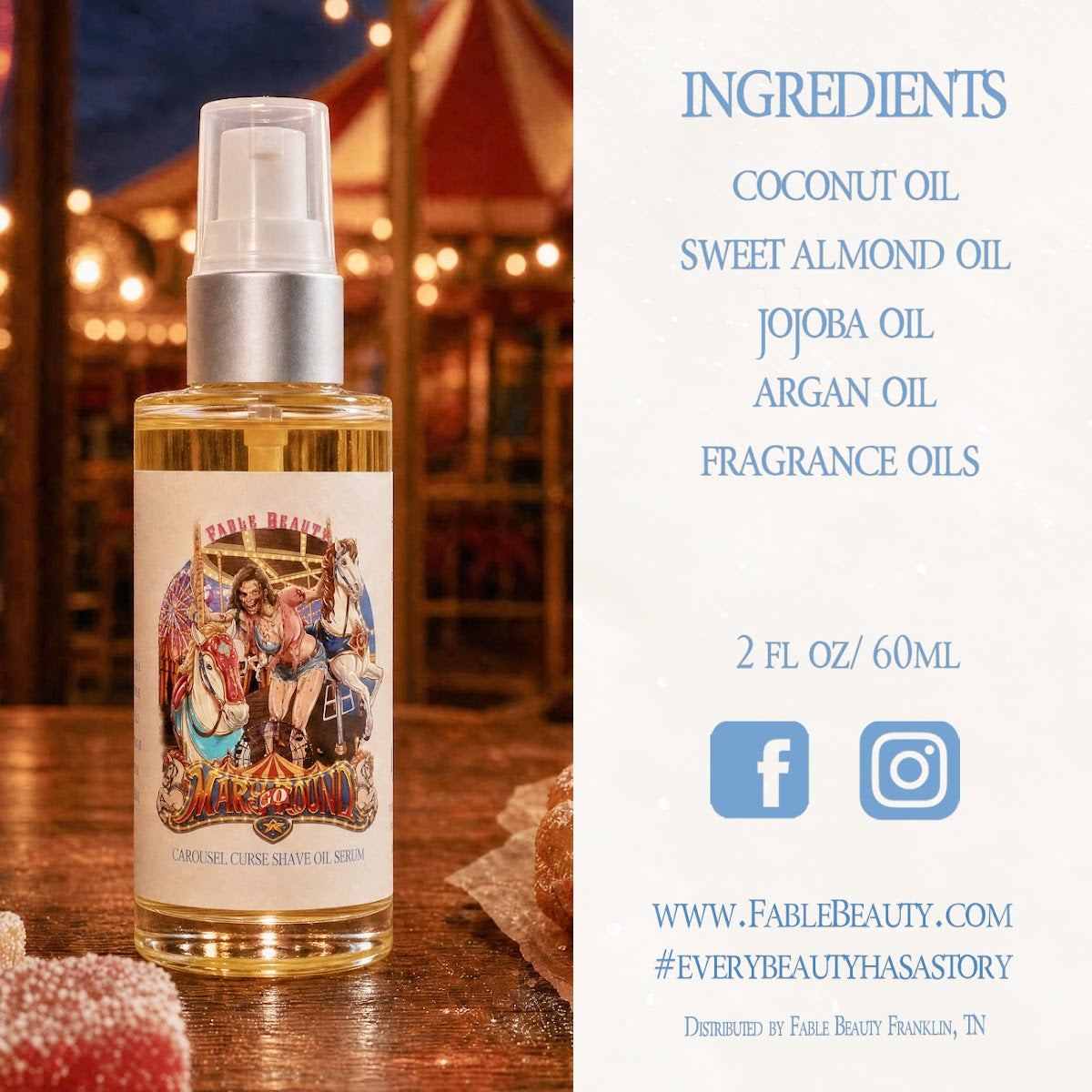 Mary Go Round - Shave Oil Serum - Mesmerizing Saffron & Jasmine, Candied Fruit Accords, Sugary Funnel Cake