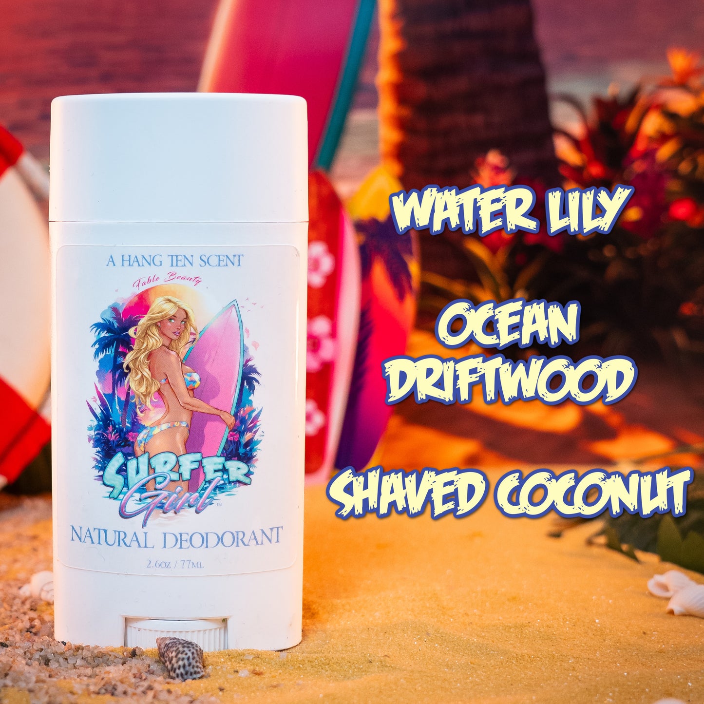 Surfer Girl - Natural Deodorant - Water Lily, Ocean Driftwood, Shaved Coconut