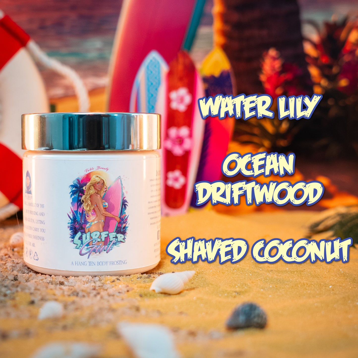 Surfer Girl - Polish & Pamper Duo - Water Lily, Ocean Driftwood, Shaved Coconut