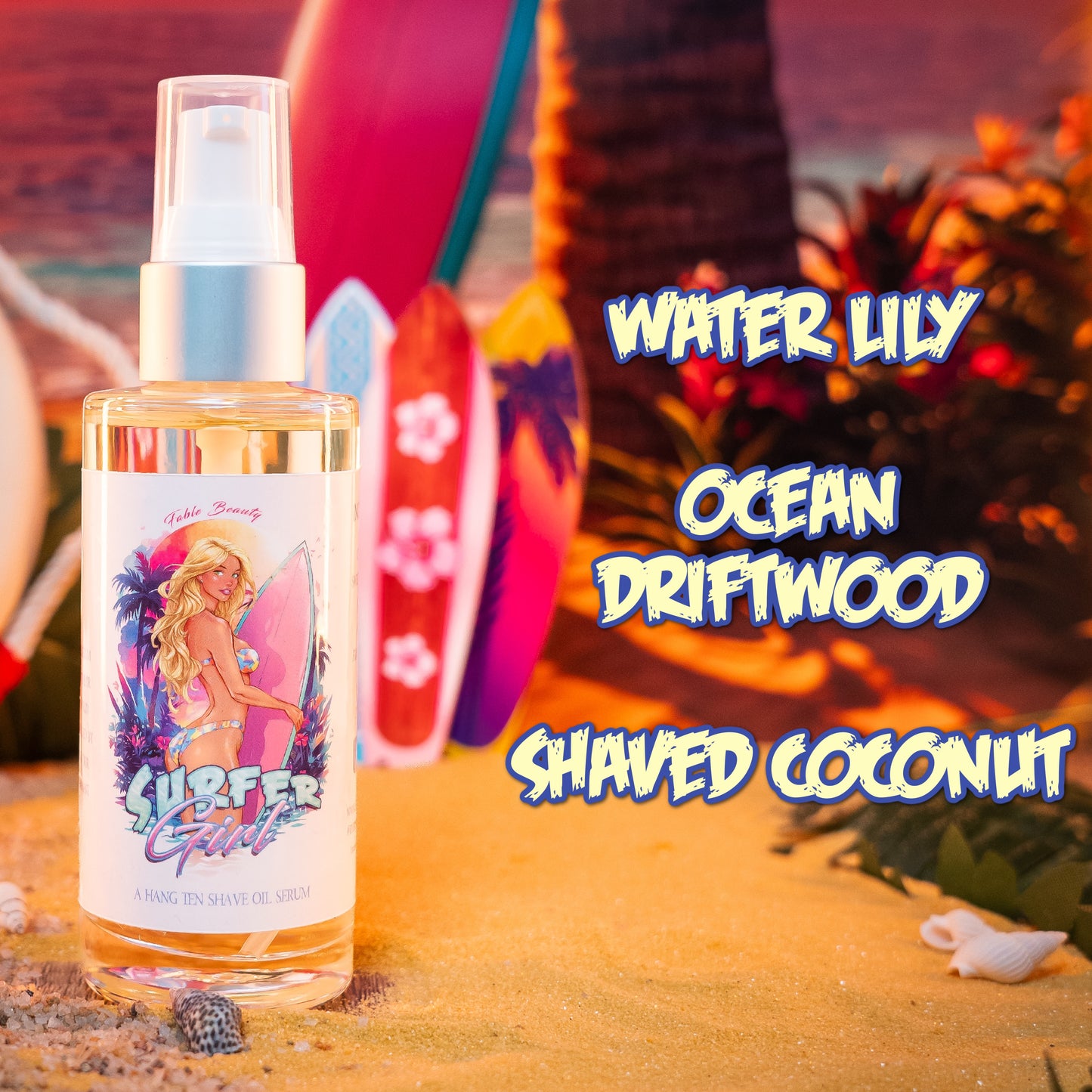 Surfer Girl - Shave Oil Serum - Water Lily, Ocean Driftwood, Shaved Coconut