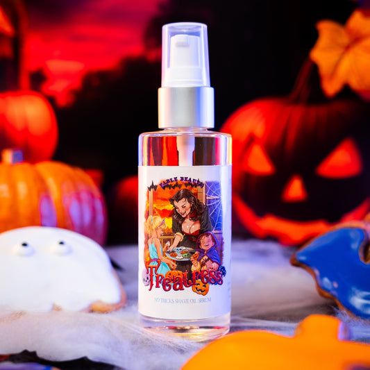 Treatress - Shave Oil Serum - Cinnamon Sugar Cookies, Vanilla Extract, Warm Nutmeg