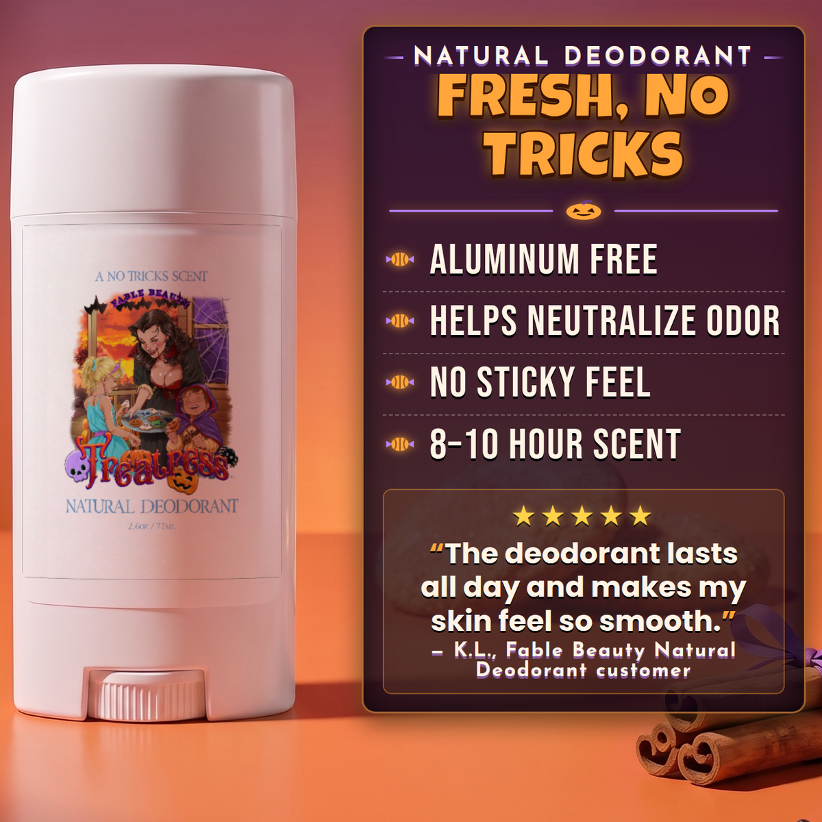 Treatress - Natural Deodorant - Cinnamon Sugar Cookies, Vanilla Extract, Warm Nutmeg