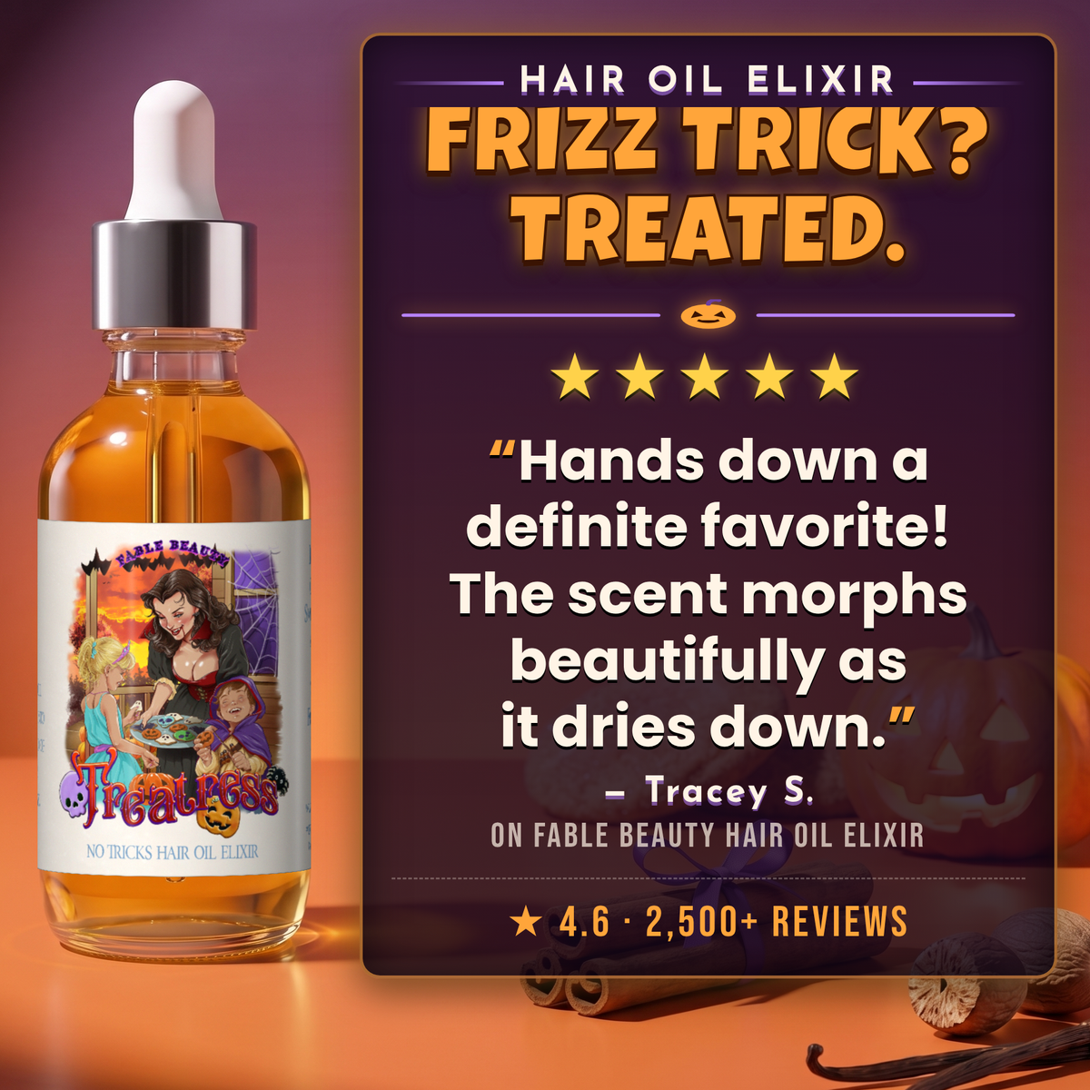 Treatress - Hair Oil Elixir - Cinnamon Sugar Cookies, Vanilla Extract, Warm Nutmeg