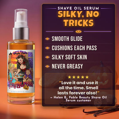 Treatress - Shave Oil Serum - Cinnamon Sugar Cookies, Vanilla Extract, Warm Nutmeg