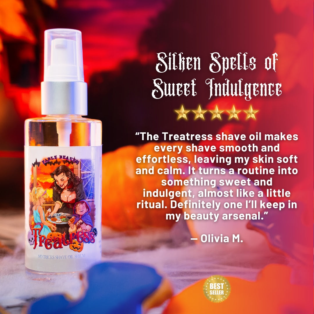 Treatress - Shave Oil Serum - Cinnamon Sugar Cookies, Vanilla Extract, Warm Nutmeg