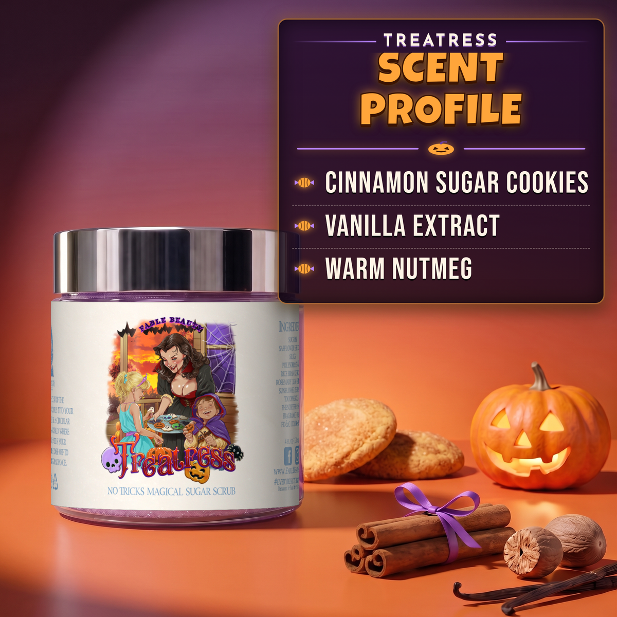 Treatress - Magical Sugar Scrub - Cinnamon Sugar Cookies, Vanilla Extract, Warm Nutmeg