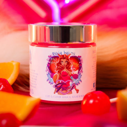 Foxy - Magical Sugar Scrub - Honeydew Melon, Orange & Peach Juice, Strawberry Suckers