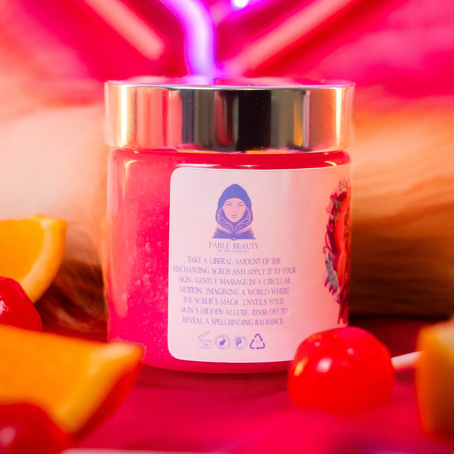 Foxy - Magical Sugar Scrub - Honeydew Melon, Orange & Peach Juice, Strawberry Suckers