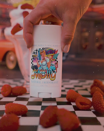 Malt Shop Molly - Natural Deodorant - Vanilla Bean Ice Cream, Raspberry Swirl, Sweet Whipped Cream